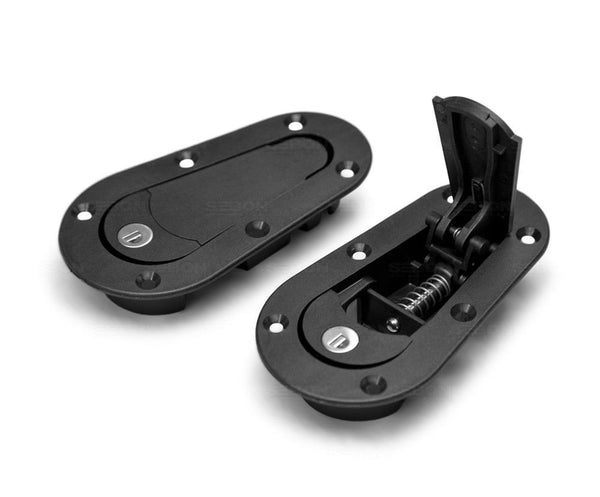 Black Plus Flush Locking Quick Release Bonnet/Boot Pin Catches - SiCo ...