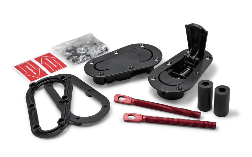 Black Plus Flush Non Locking Quick Release Bonnet/Boot Pin Catches